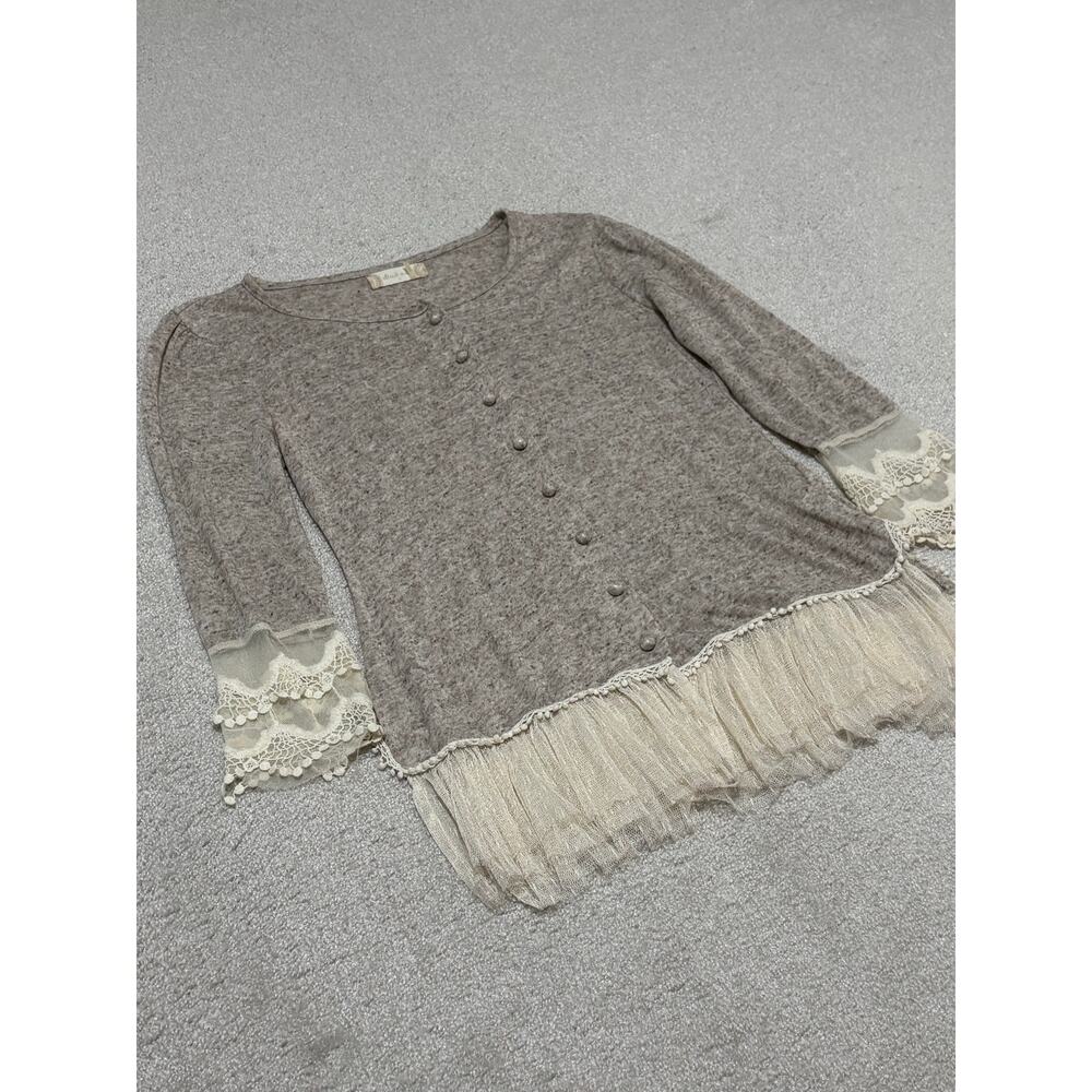 Altar'd State Women's Small Boho Long Sleeve Lace Whimsy Fairy Top Cottage - Picture 2 of 4